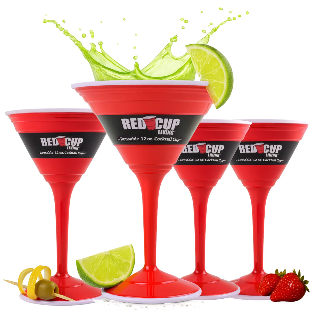 Reusable Red Plastic Cocktail Glasses with Stem, 12oz, Drinking Glasses | eBay