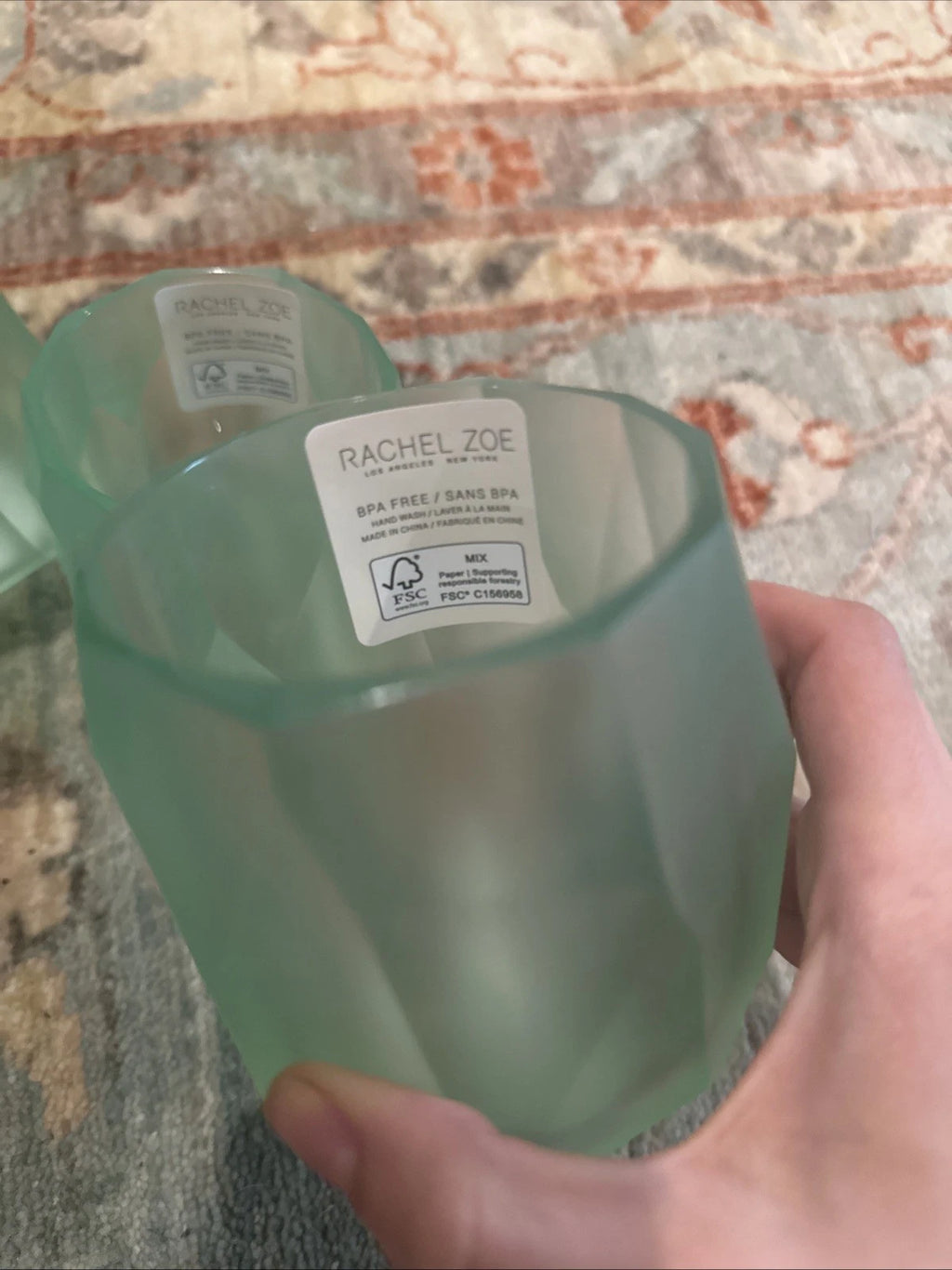 New RACHEL ZOE x6 Frosted Clear Acrylic Drink Glasses Lime Light Green | eBay