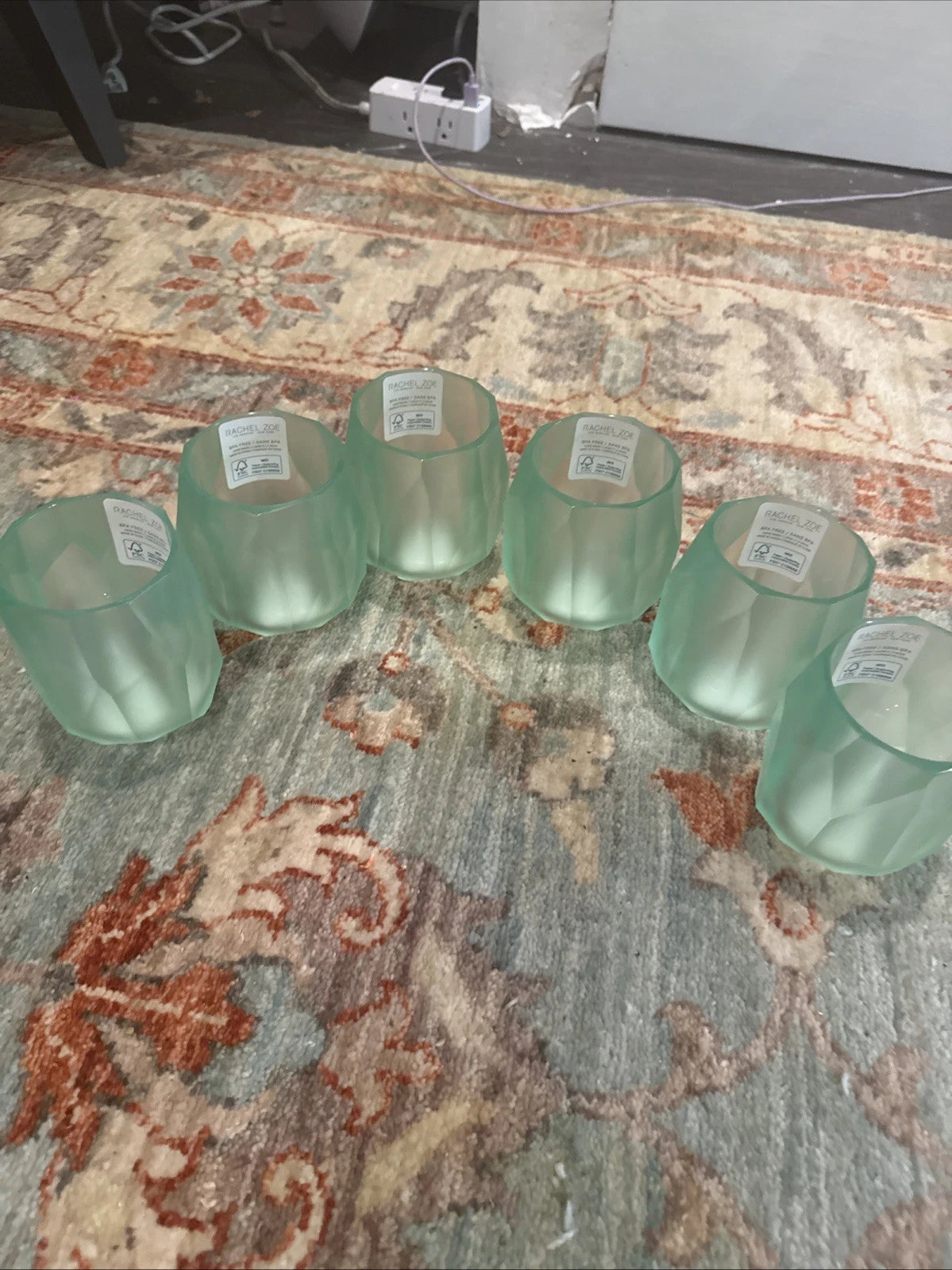 New RACHEL ZOE x6 Frosted Clear Acrylic Drink Glasses Lime Light Green | eBay