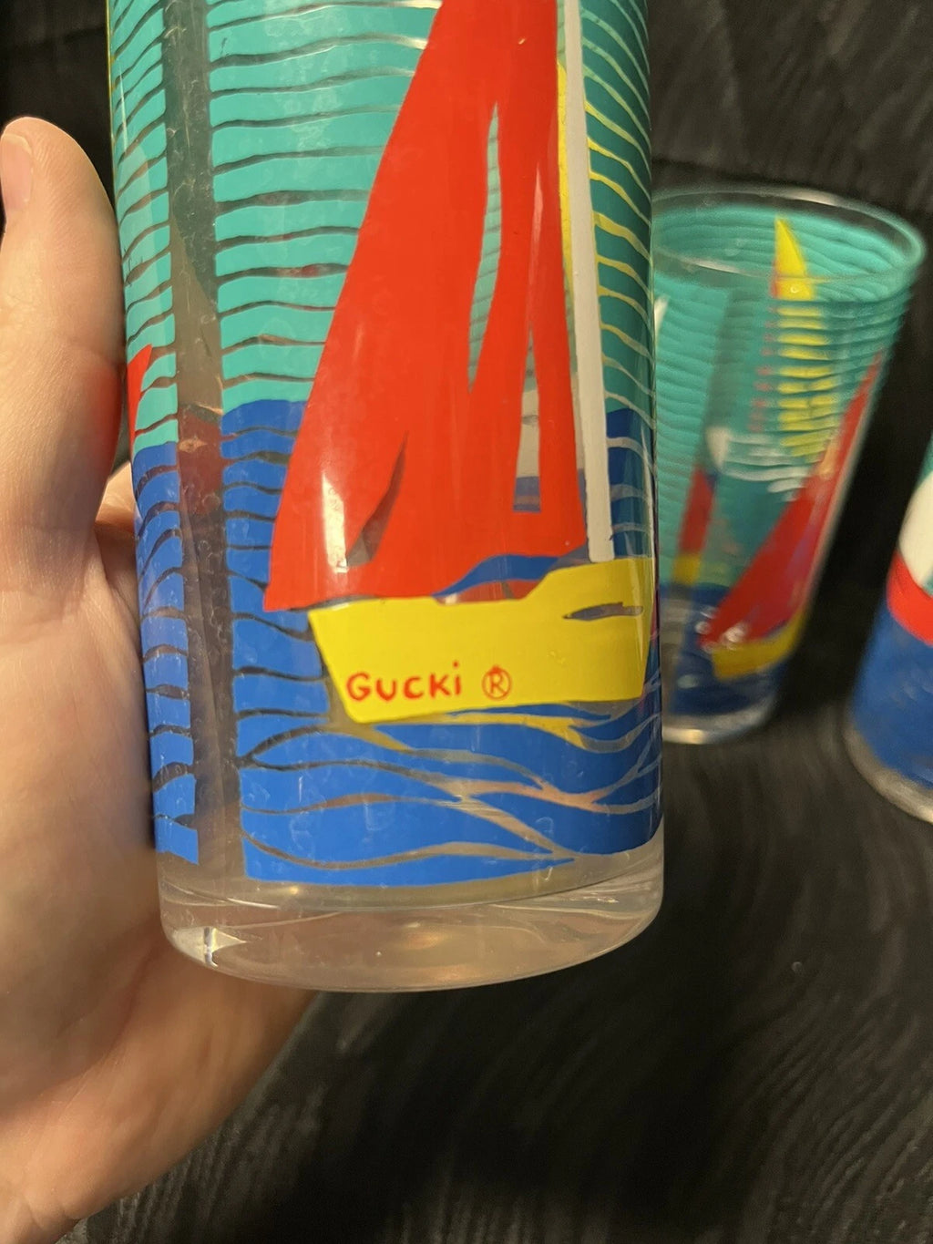 Vtg Set of ( 4 ) 16oz Gucki Stotter Acrylic Tumbler Glasses Sailboats 80s Ocean | eBay