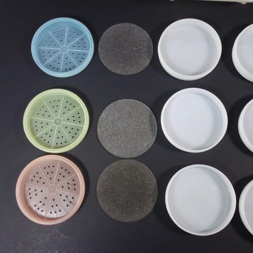 Tupperware Wagon Wheel Coasters 567 Caddy Rack Holder Foam Set of 6 Vintage | eBay