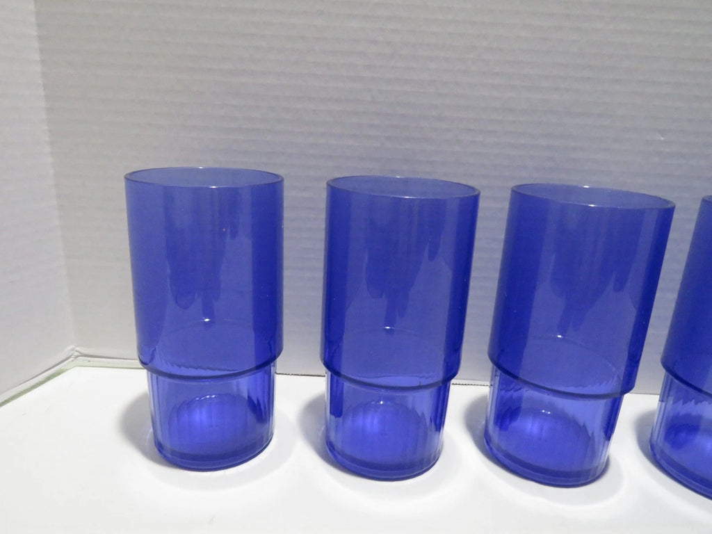 VTG TUPPERWARE 13 OZ TRENDY BLUE PLASTIC TUMBLERS SET OF 6 STACKING | eBay