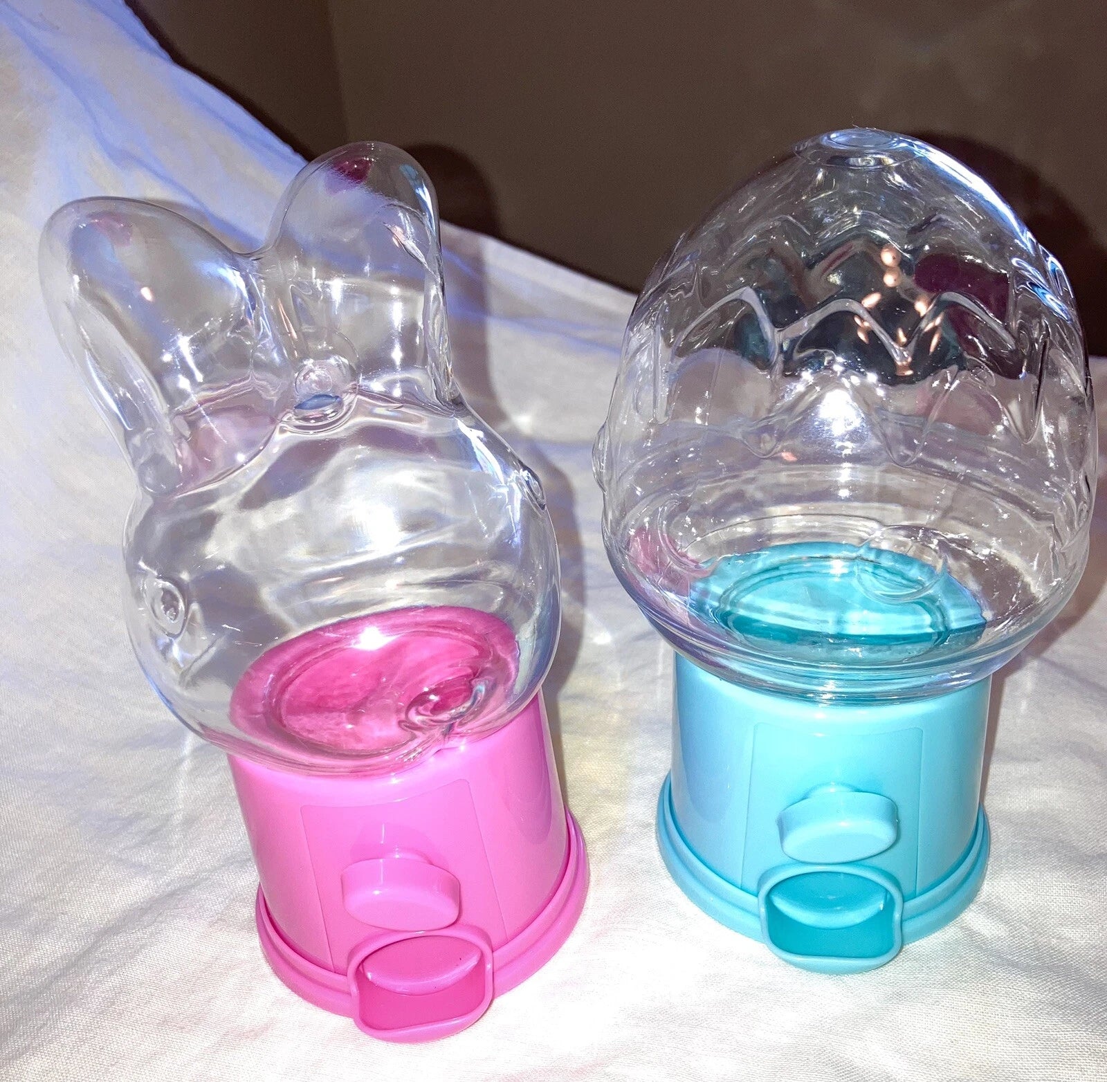EASTER Set Of 2 Jellybean Candy Dispensers Bunny and Egg Shaped pink blue | eBay