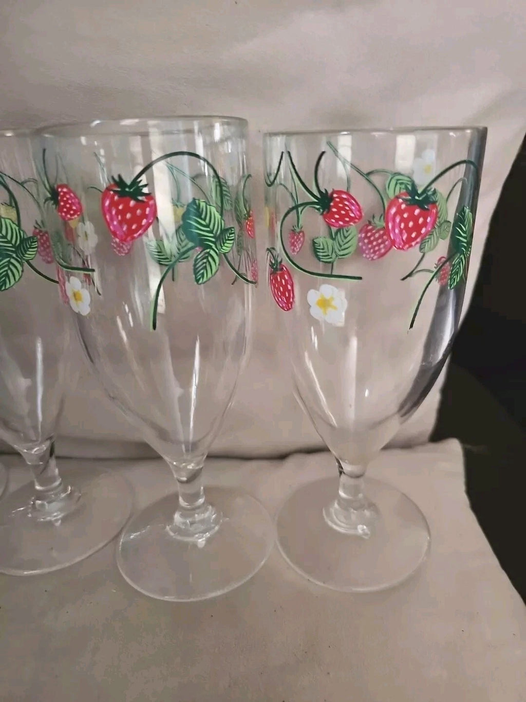 Hand Painted Strawberries Plastic Wine Goblets Set Of 4 | eBay