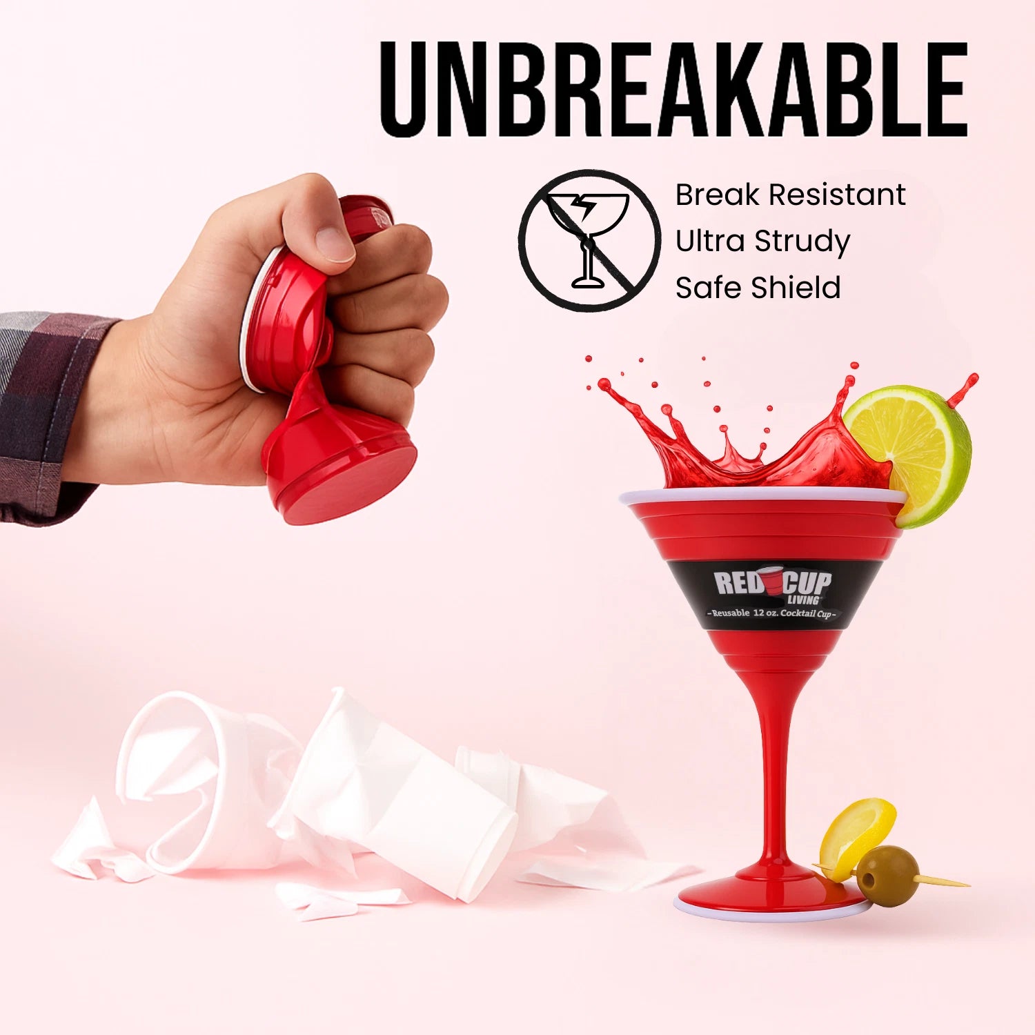 Reusable Red Plastic Cocktail Glasses with Stem, 12oz, Drinking Glasses | eBay