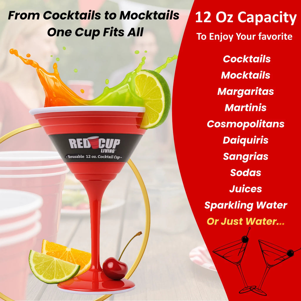 Reusable Red Plastic Cocktail Glasses with Stem, 12oz, Drinking Glasses | eBay