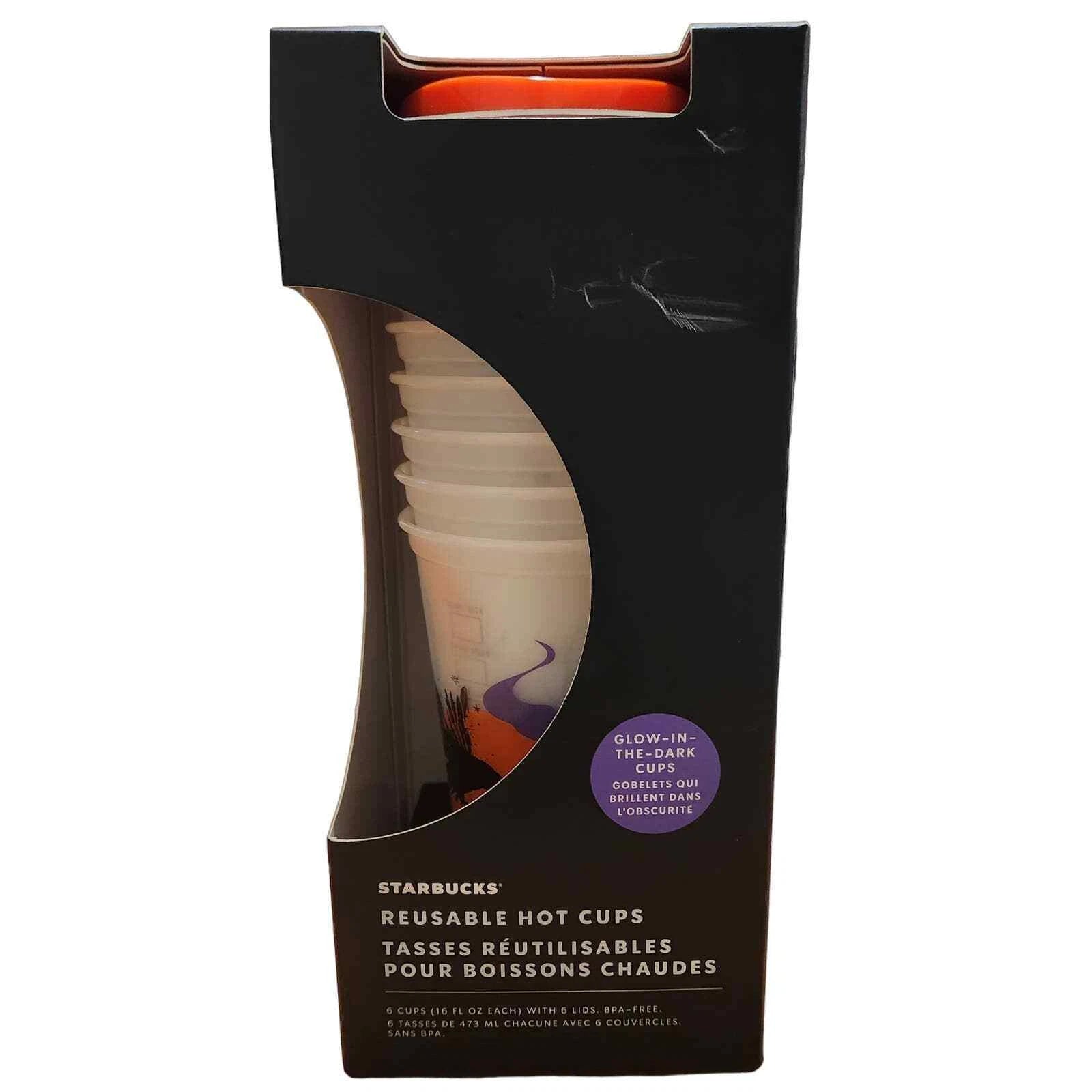 New Starbucks Halloween Reusable Hot Cups Glow-In-The-Dark Set of 6 | eBay