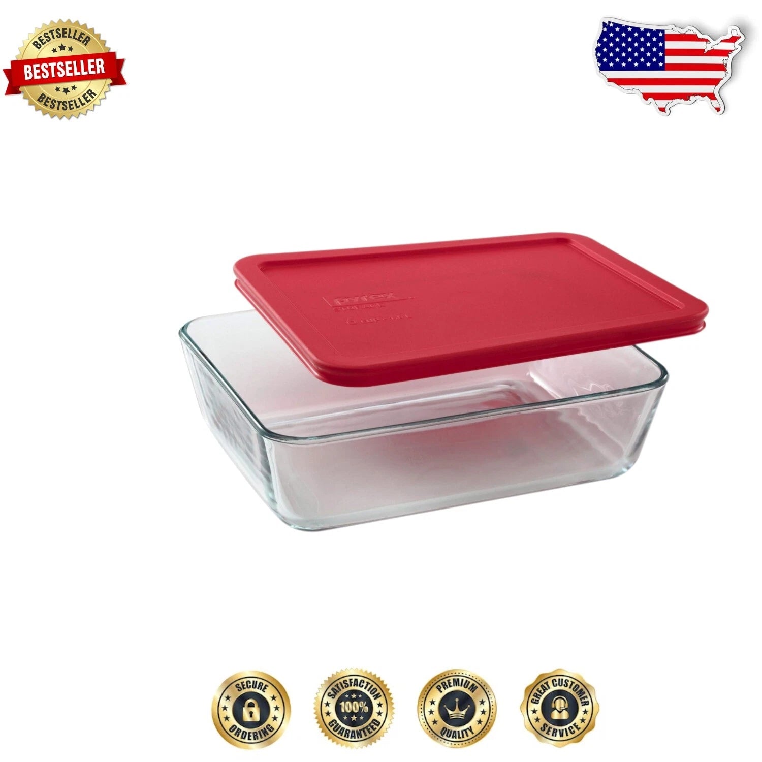 Genuine Pyrex 6-Cup Rectangular Containers - Freezer & Dishwasher Safe Set of 4 | eBay