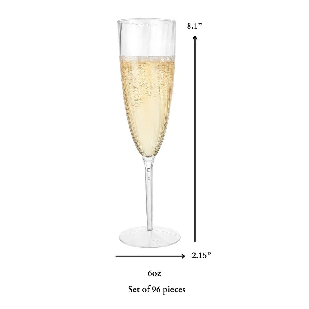 96 Count Premium 6 oz. Clear Plastic Champagne Flutes | Elegant Disposable | eBay