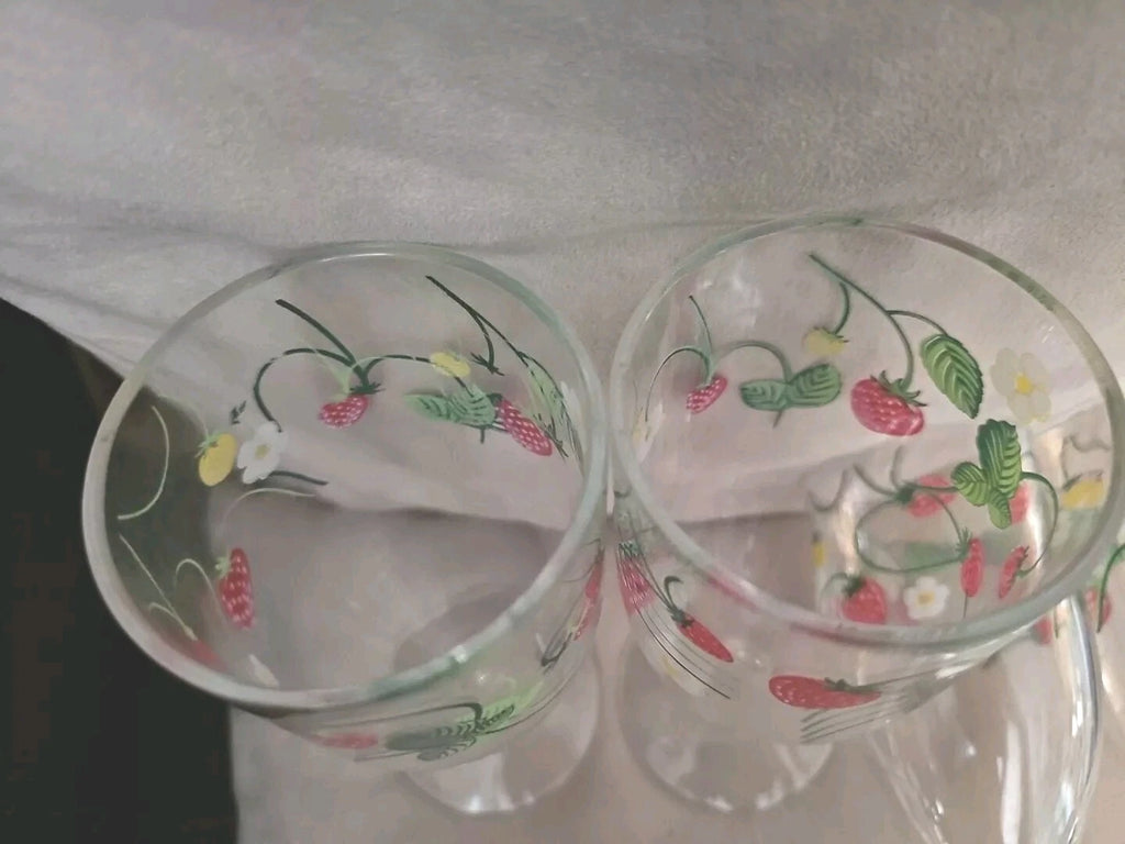 Hand Painted Strawberries Plastic Wine Goblets Set Of 4 | eBay