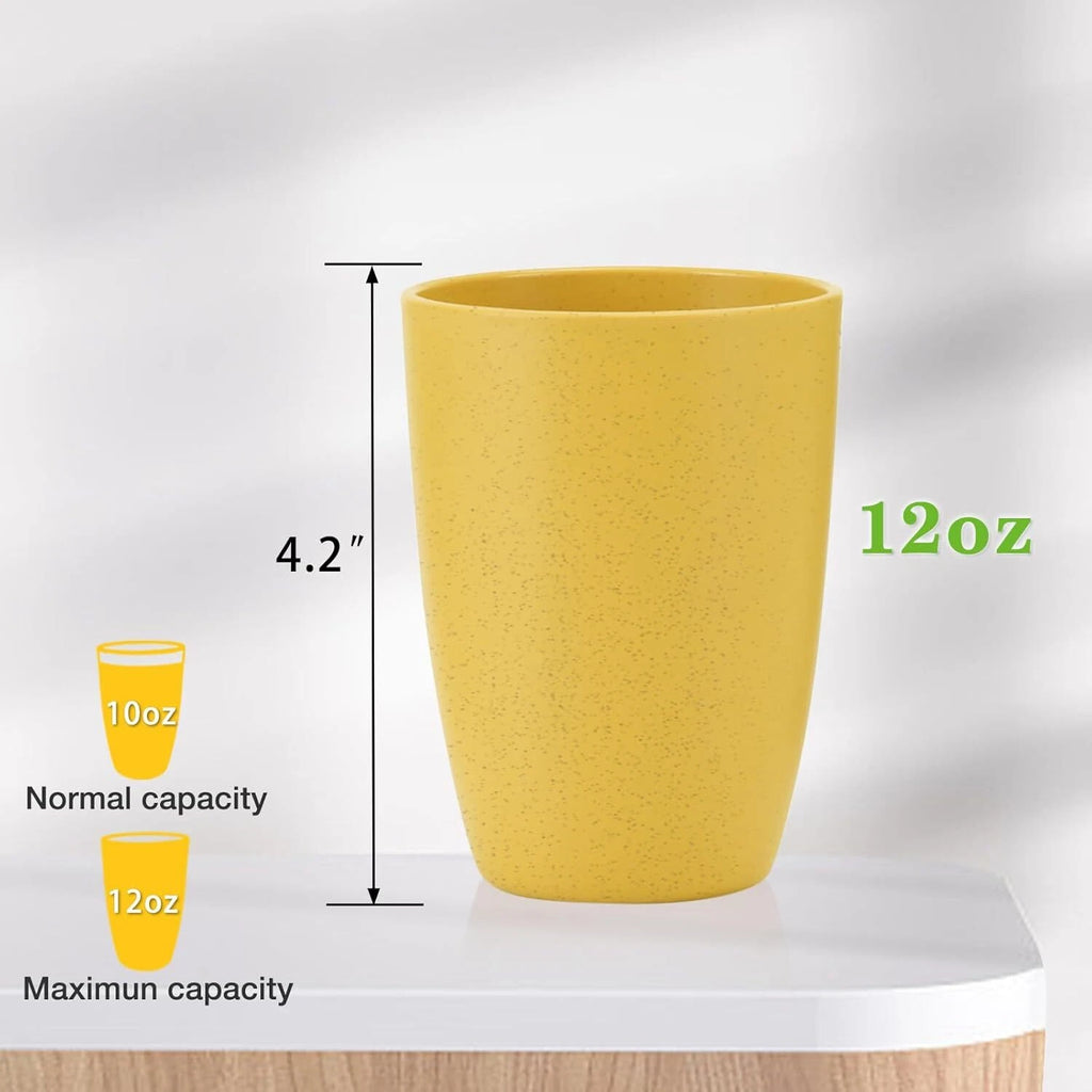 Mfacoy Wheat Straw Cups Set of 6, 12 Oz Unbreakable Drinking, Reusable, Stackabl | eBay