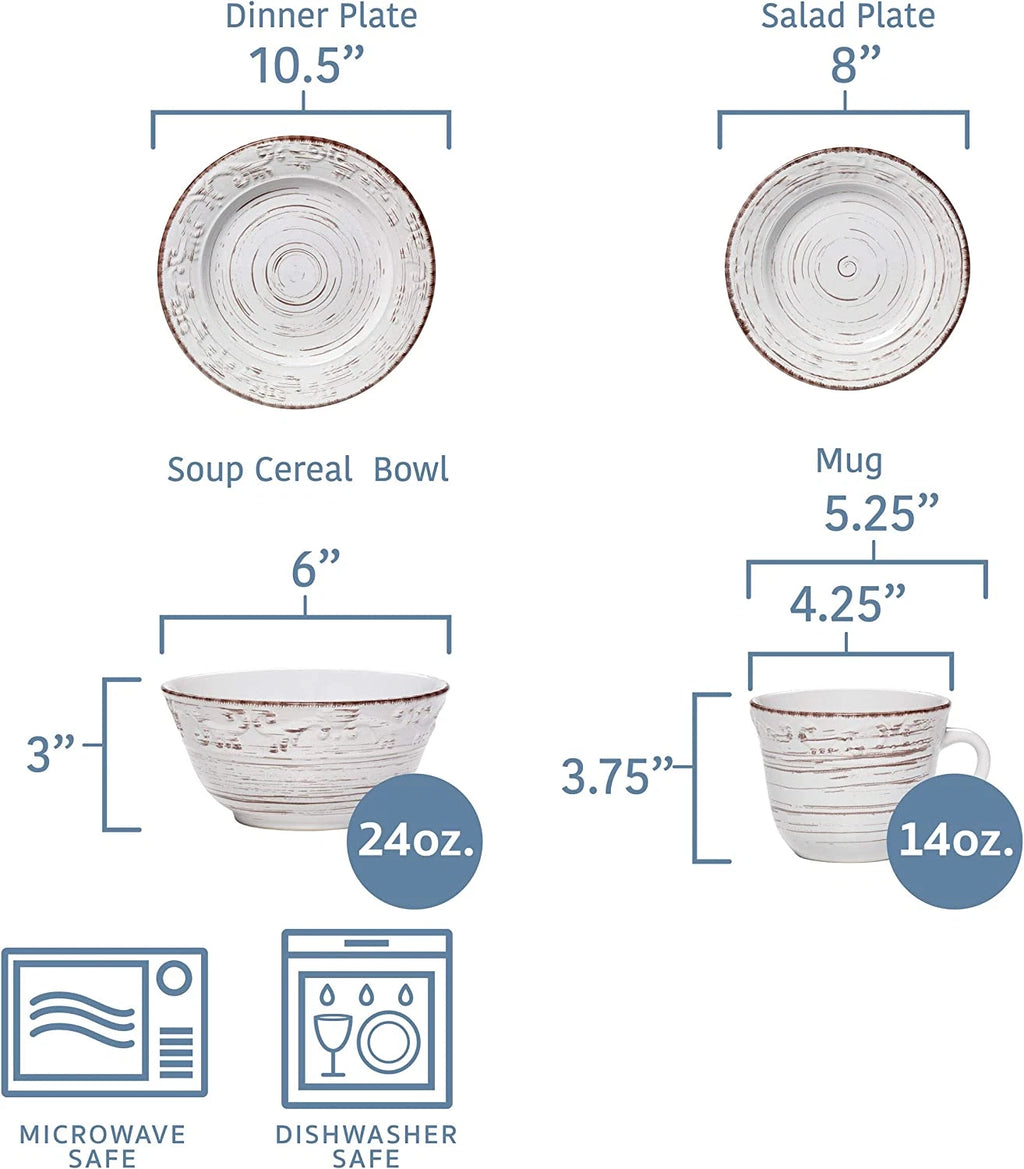 Trellis White 16-Piece Dinnerware Set, Service for 4, Distressed White | eBay