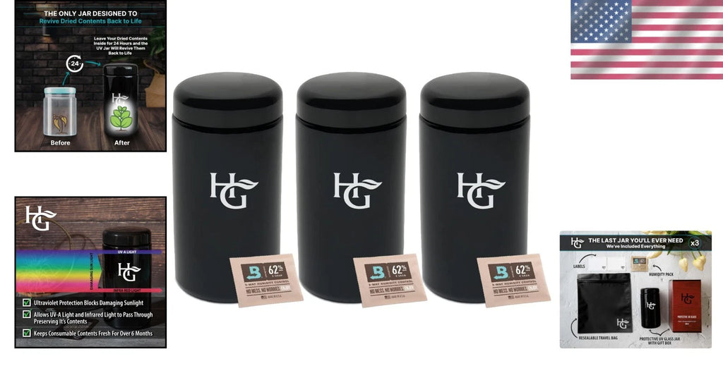 Set of 3 Stylish UV Protection Jars - Durable & Airtight for Long-Term Freshness | eBay