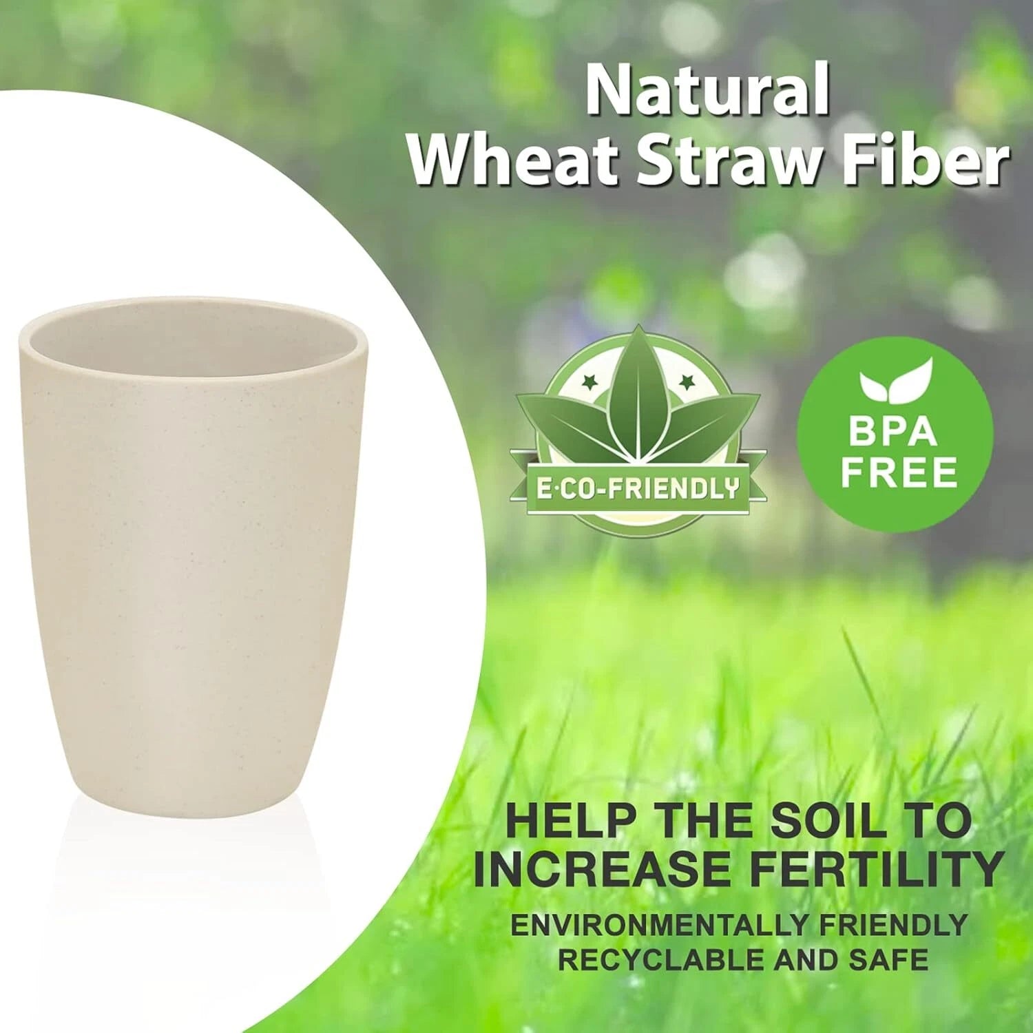Mfacoy Wheat Straw Cups Set of 6, 12 Oz Unbreakable Drinking, Reusable, Stackabl | eBay
