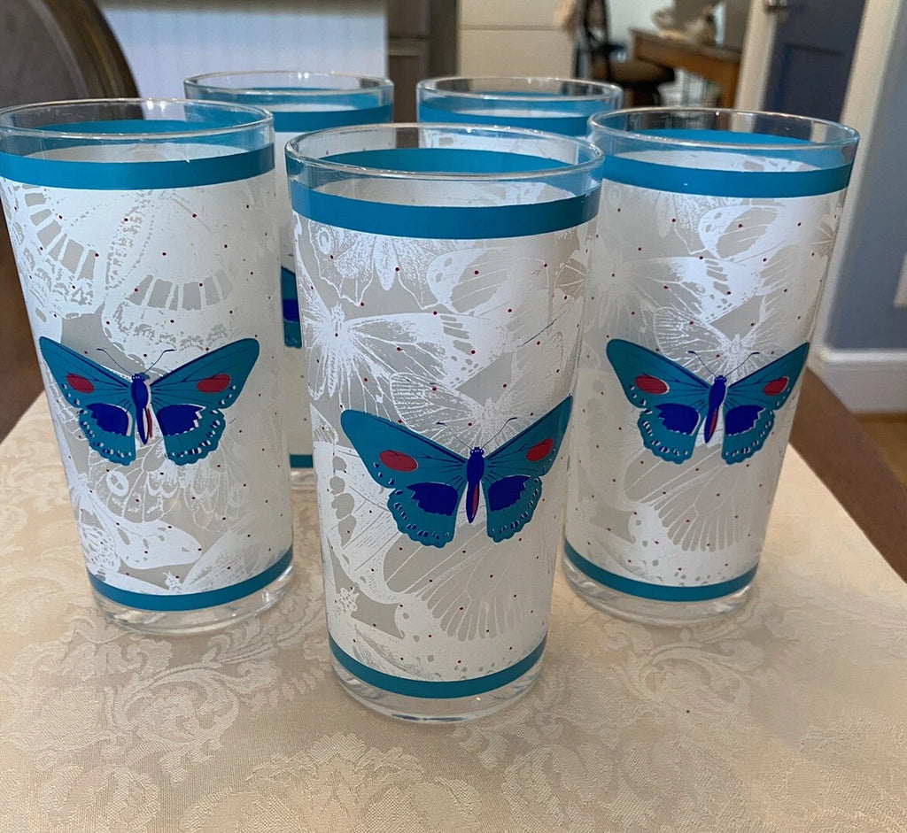 Stotter Company Plastic Tumblers Cups Set 5 Moth Butterflies MCM Retro 1970s | eBay