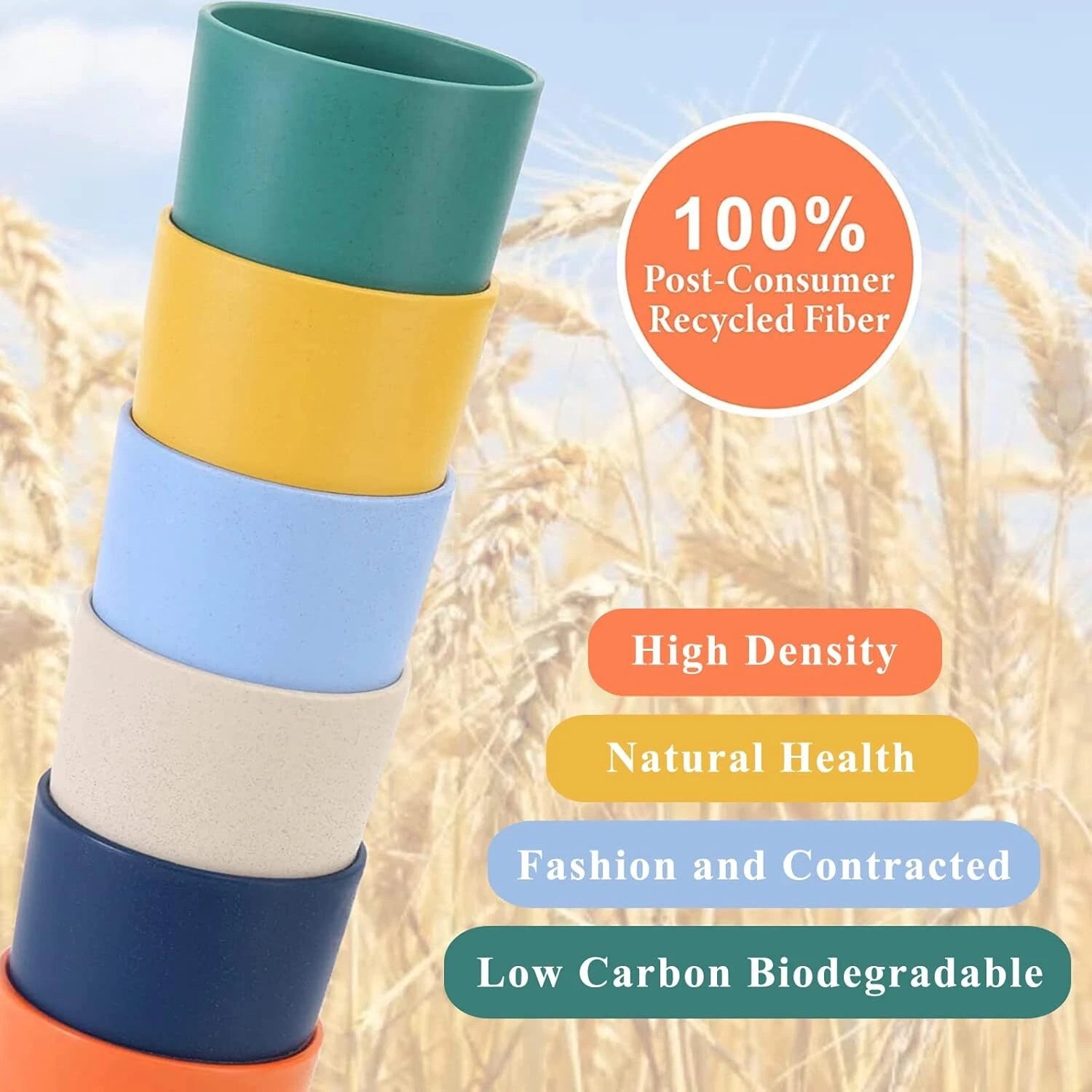 Mfacoy Wheat Straw Cups Set of 6, 12 Oz Unbreakable Drinking, Reusable, Stackabl | eBay