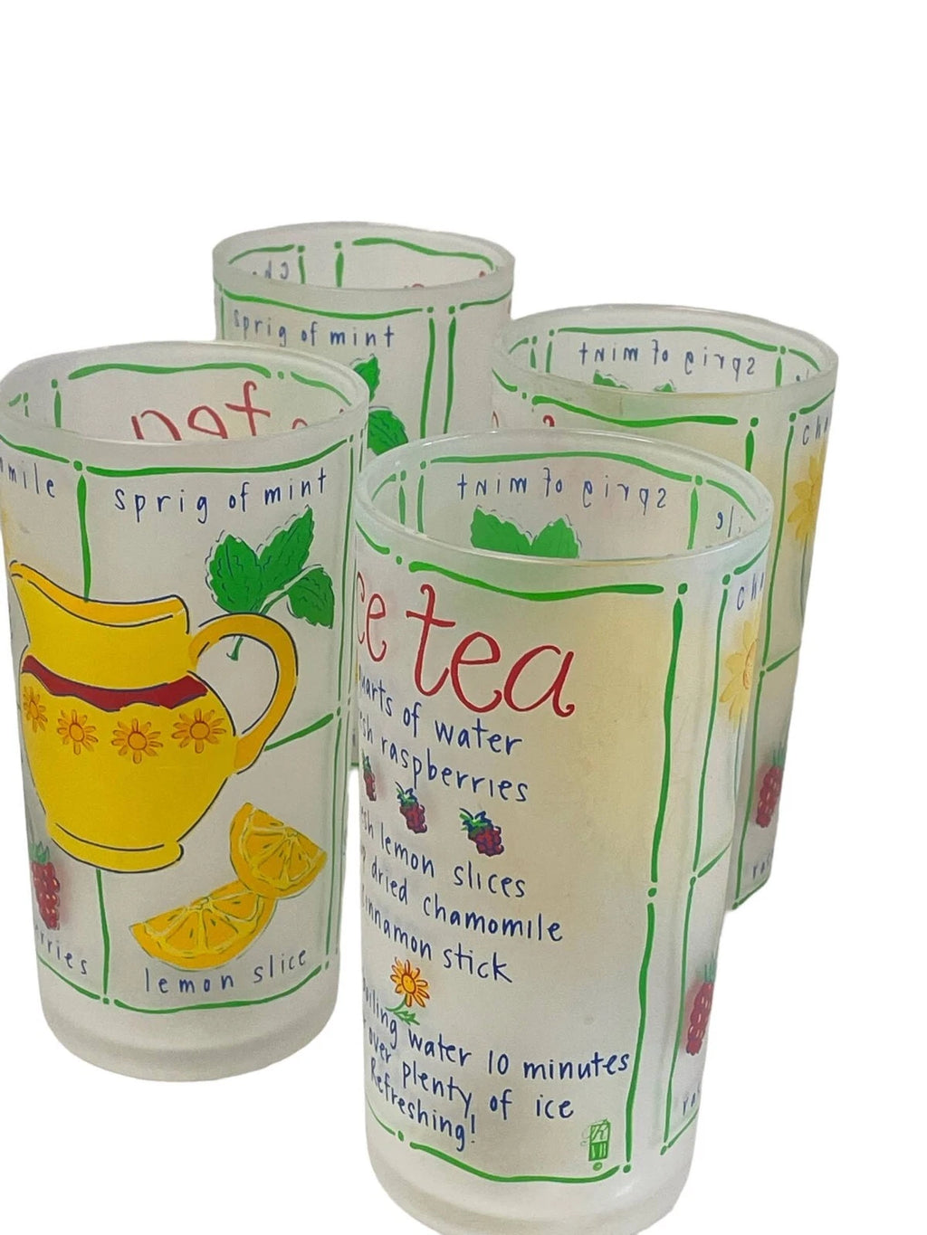 Precision Craft Frosted Beverage Tumblers 4 1/3" Iced Tea Recipe Lot 4 Canada 6 | eBay