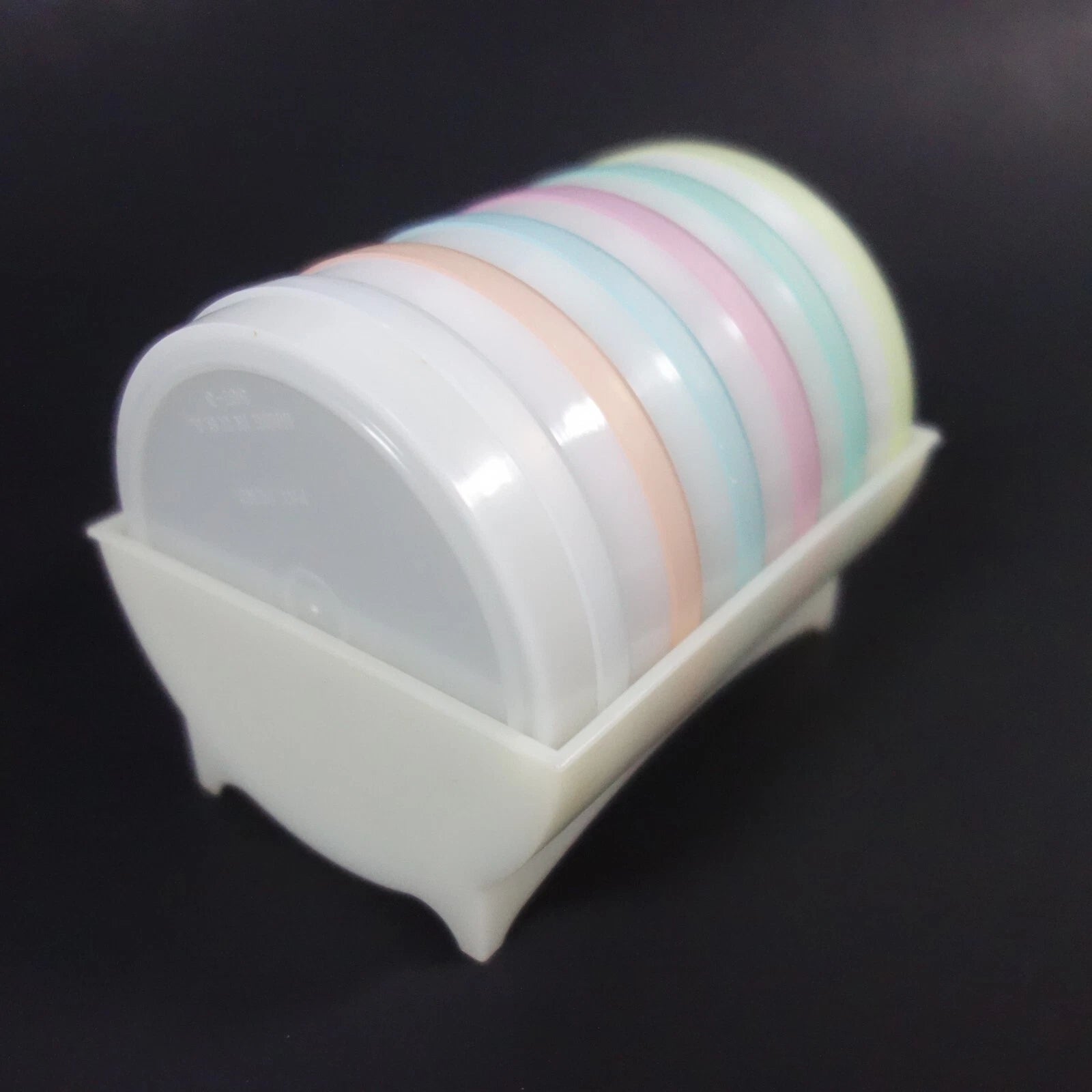 Tupperware Wagon Wheel Coasters 567 Caddy Rack Holder Foam Set of 6 Vintage | eBay