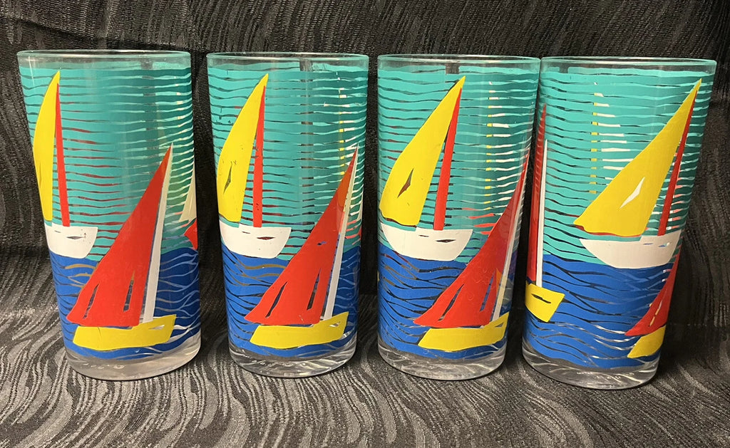 Vtg Set of ( 4 ) 16oz Gucki Stotter Acrylic Tumbler Glasses Sailboats 80s Ocean | eBay