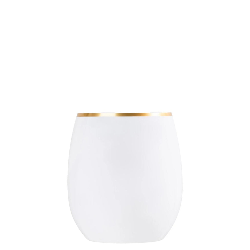 [12pcs] 12oz Fancy Plastic White Wine Goblets Stemless Unbreakable with Gold Rim | eBay