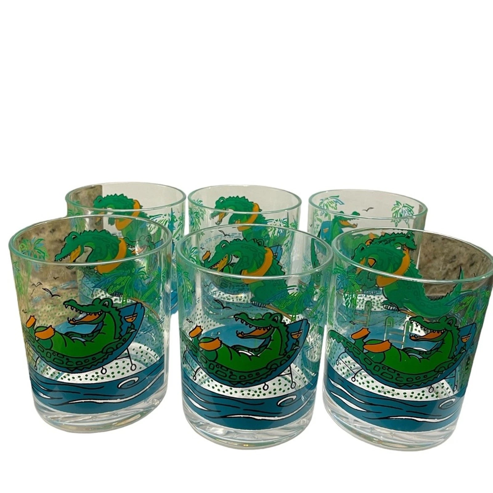 Vintage Stotter Cup Tumblers Alligator Acrylic Drink Glasses Set Of 6 Gator 70s | eBay