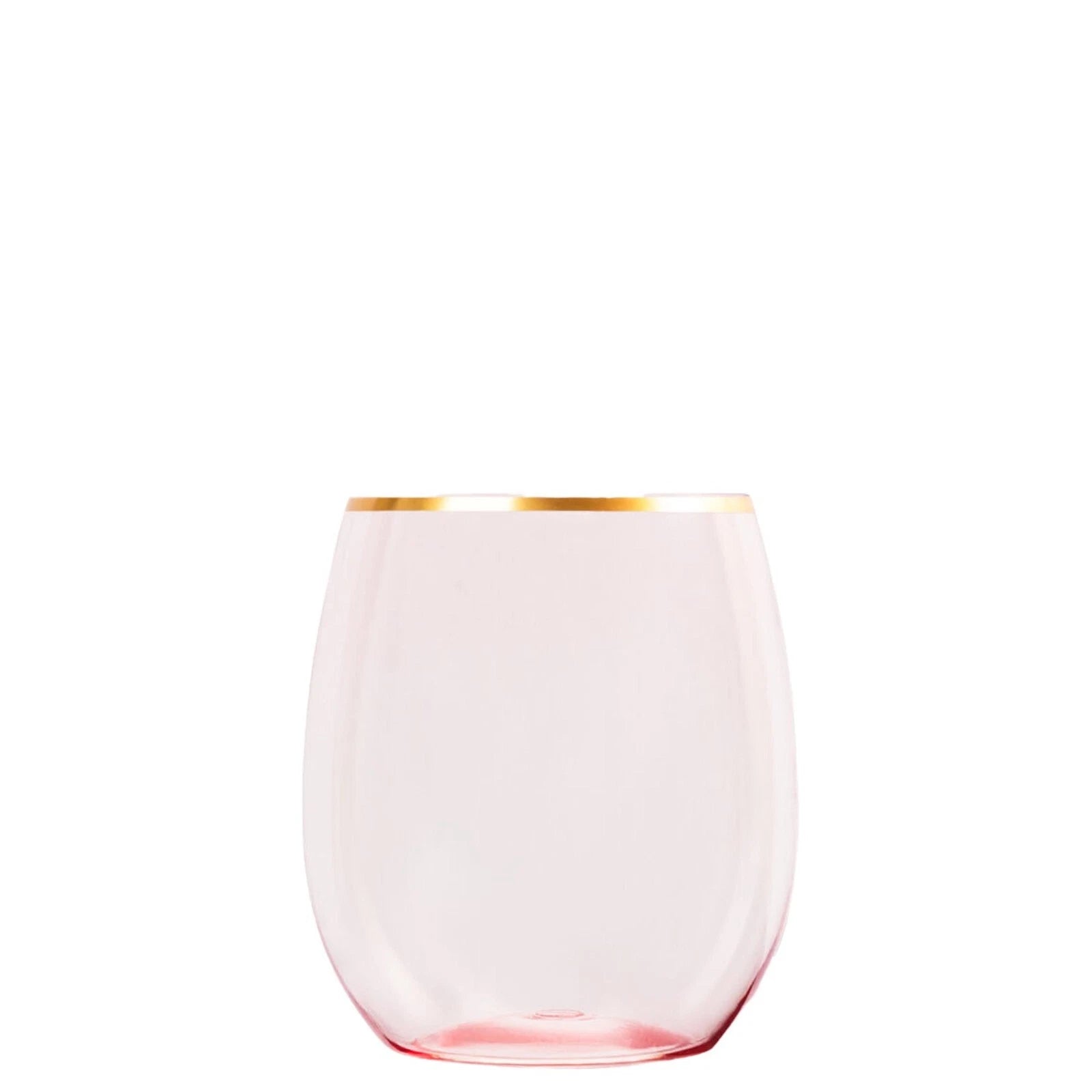 [12pcs] 12oz Fancy Plastic Pink Wine Goblets Stemless Unbreakable with Gold Rim | eBay