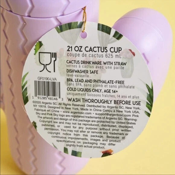 Pink Sky "Looking Sharp" 21 oz. Purple Cactus Sipper Cup - New with Tags | eBay