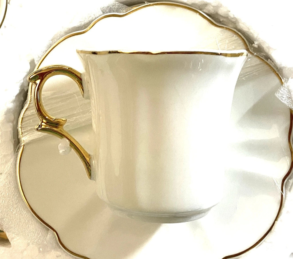 Btat Espresso Cups and Saucers 2.4 Oz Set Of 6 Gold Trim Demitasse | eBay