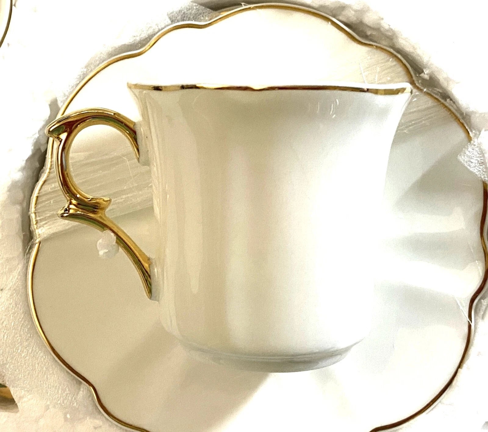 Btat Espresso Cups and Saucers 2.4 Oz Set Of 6 Gold Trim Demitasse | eBay