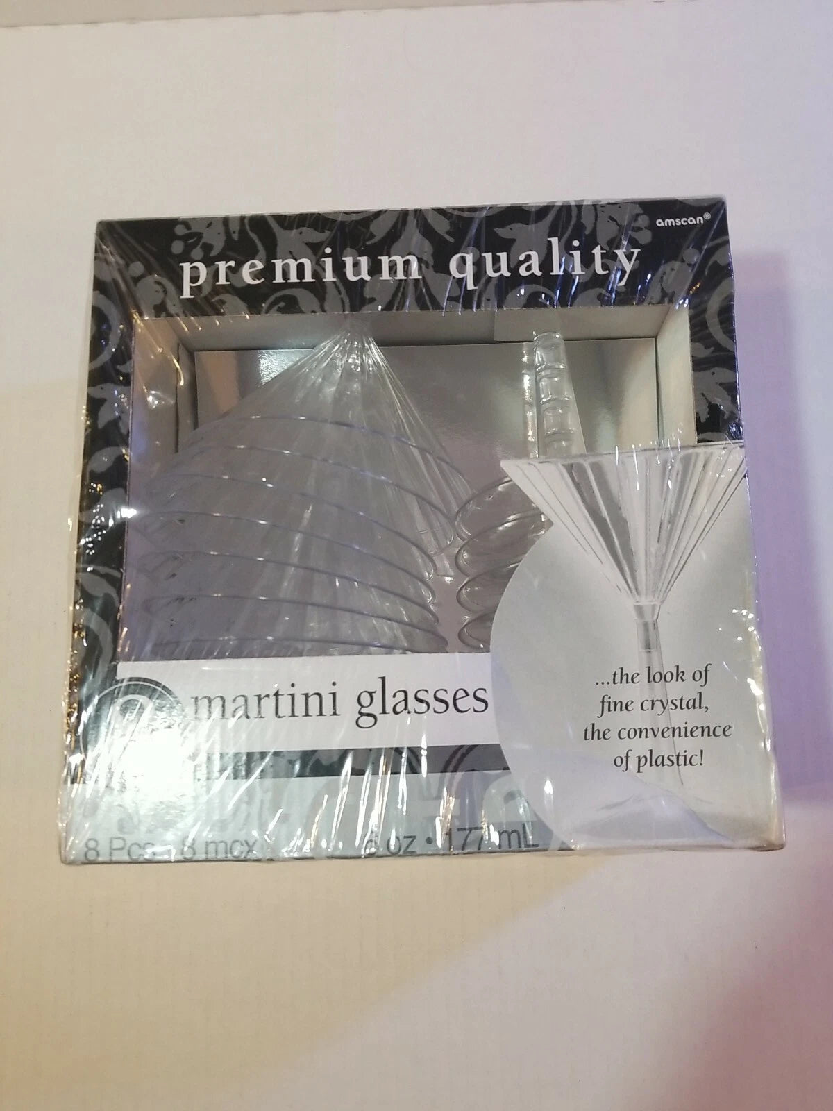 Amscan Set of 8 Plastic Martini Glasses 6oz Crystal Look Elegant Disposable EASY | eBay