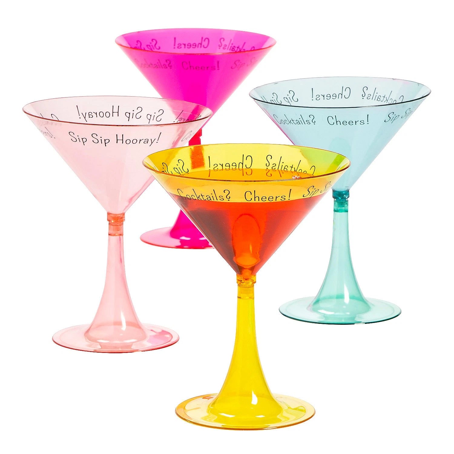 Cocktail Party Plastic Martini Glasses, Party Supplies, 4 Pieces | eBay