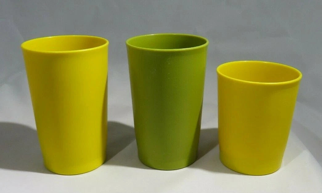 Vtg. Tupperware 1320 &1251 Harvest 8 & 6 oz Tumblers Cups Lot Of 3 Green Yellow | eBay