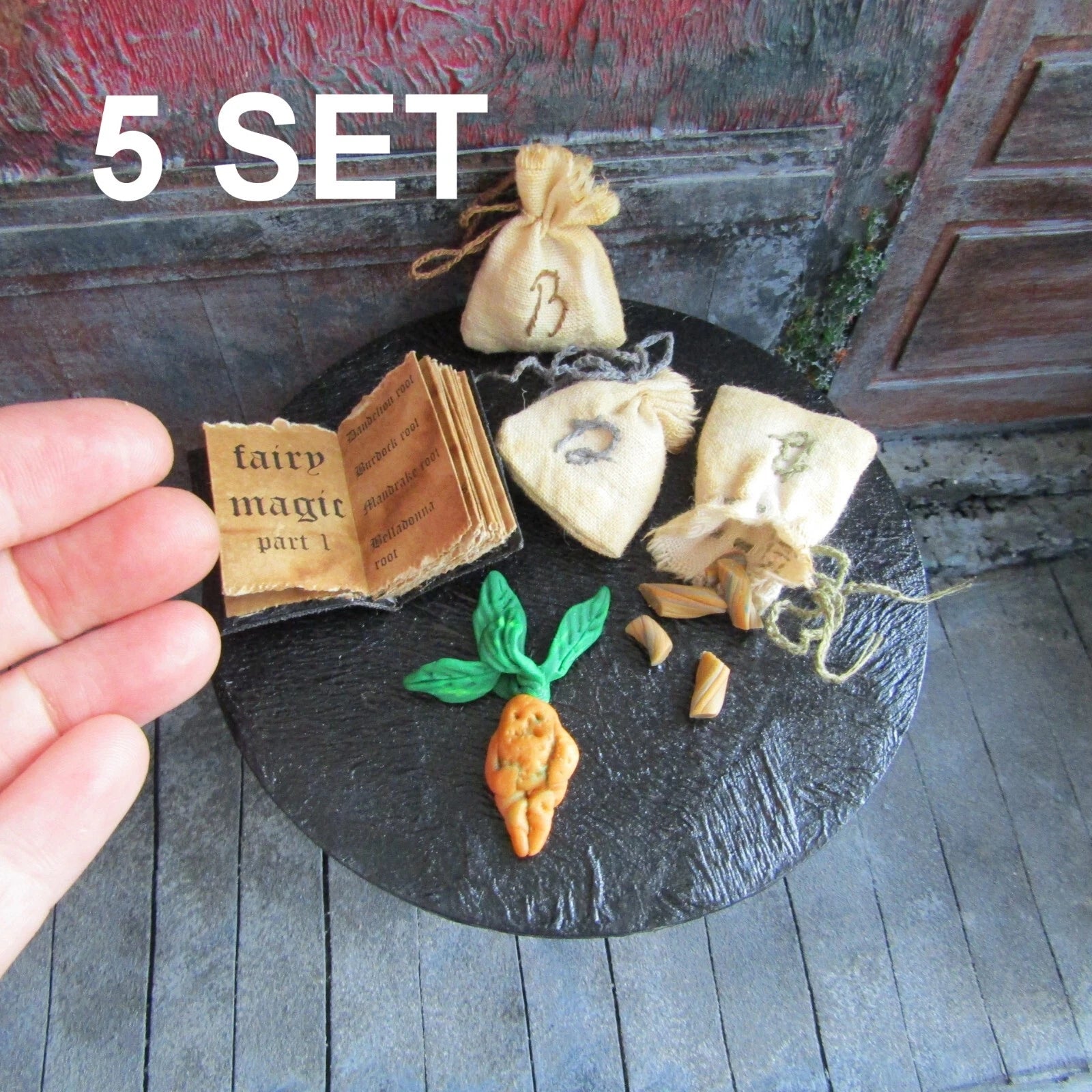 Witch dollhouse miniatures Miniature book Fairy potion jars Halloween decoration | eBay