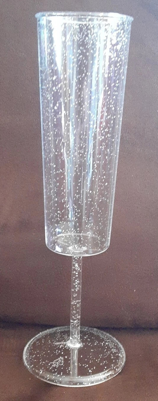 6ct Pack Silver Glitter Infused Sturdy Plastic Champagne Flutes 8.25 Inches Tall | eBay