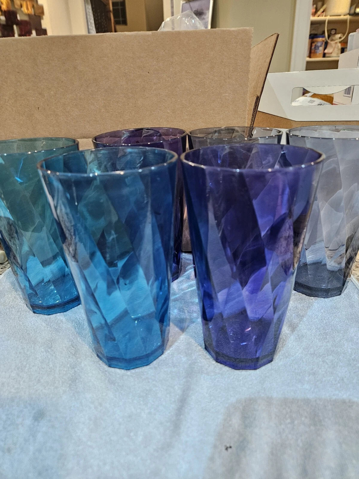 Optix Plastic Reusable Drinking Glasses set Of 6 20oz Water Cups In Coastal Co | eBay