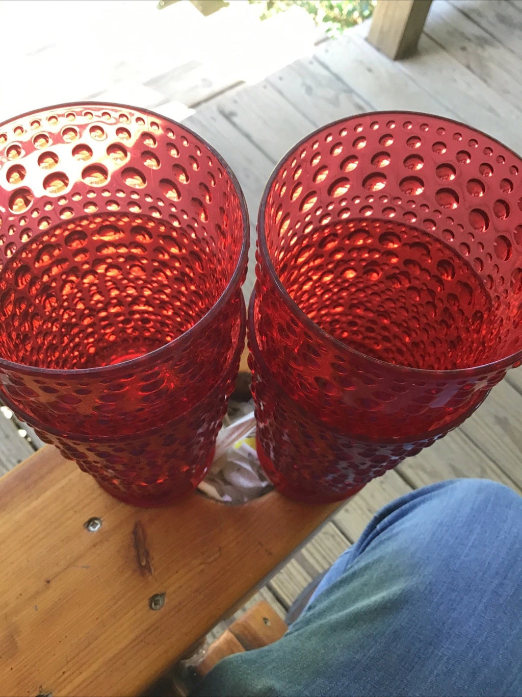 Vintage Ruby Red Acrylic Hobnail Tumblers Drinkware 6" Tall Set of 4 | eBay