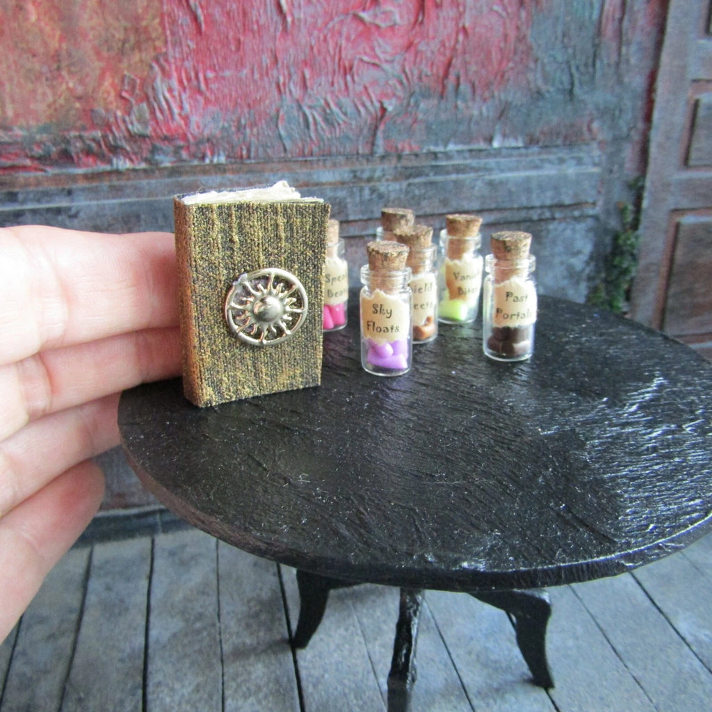 Witch dollhouse miniatures Miniature book Fairy potion jars Halloween decoration | eBay