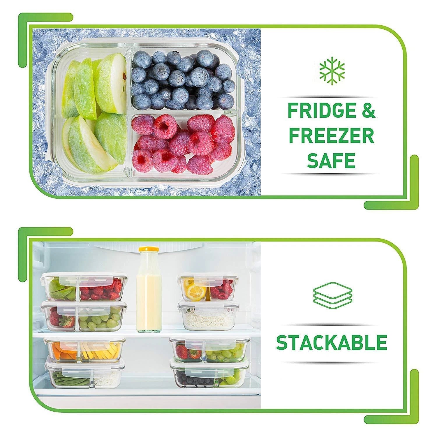 PrepNaturals 3 Pack 34 Oz Glass Meal Prep Containers - Dishwasher Microwave F... | eBay