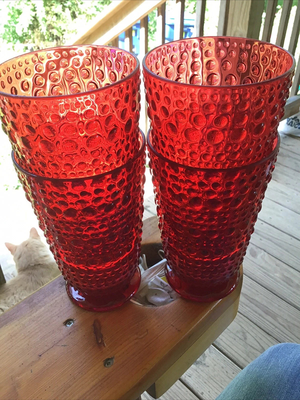 Vintage Ruby Red Acrylic Hobnail Tumblers Drinkware 6" Tall Set of 4 | eBay