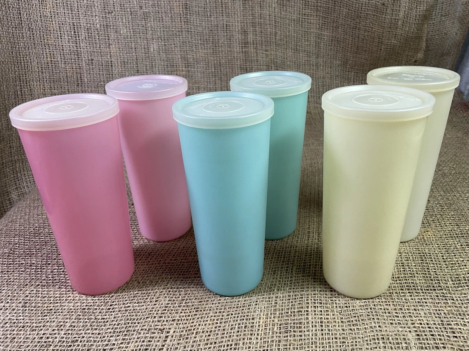 Vintage~Lot of 6 Tupperware 16 oz Pastel Colors #107 Tumblers w/Lids USA | eBay