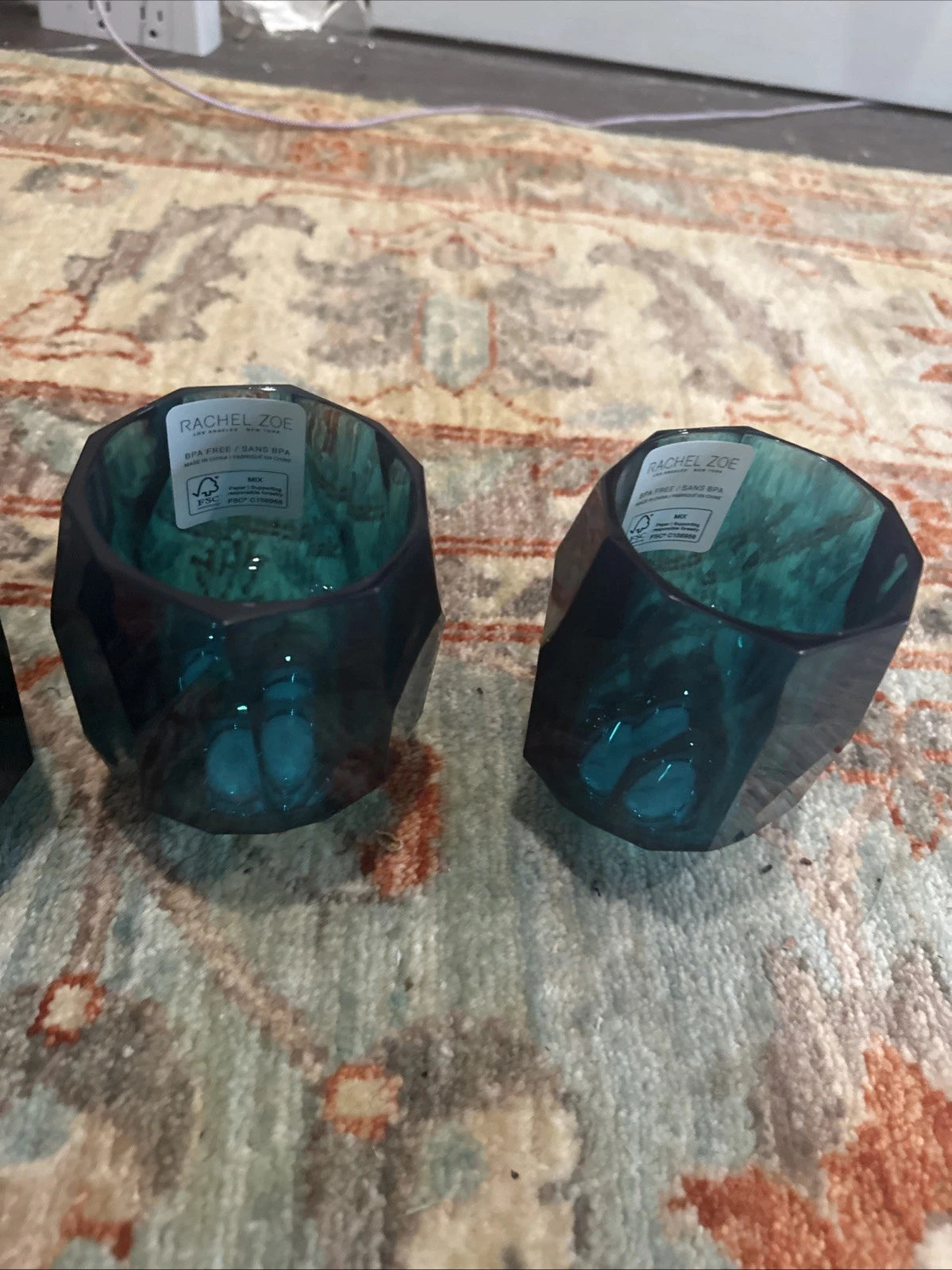 New RACHEL ZOE x4 Green Blue Acrylic Crystal Tumbler Drink Glasses 6oz | eBay