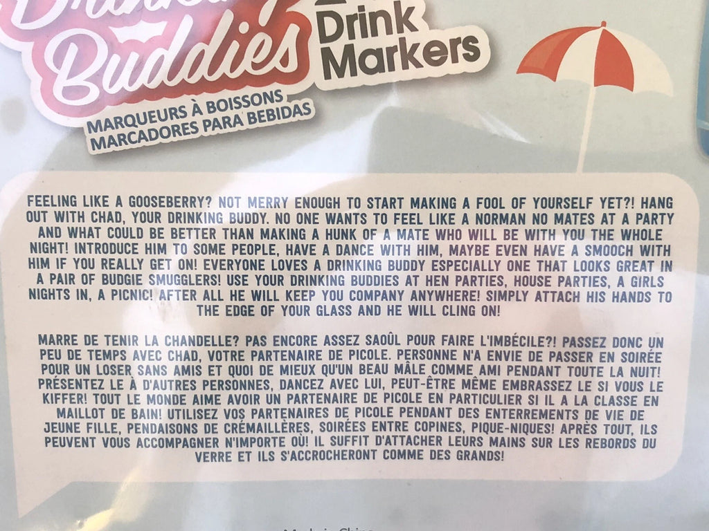 The Original Drinking Buddies Novelty Bosom Buddies Drink Markers Set Of 6 NIP | eBay