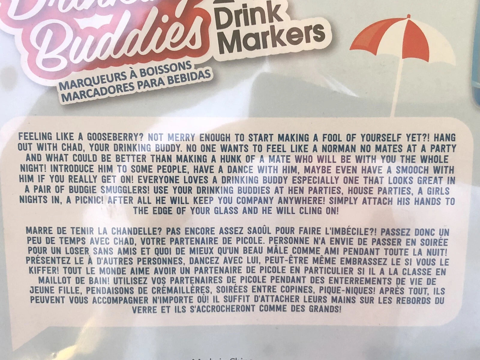 The Original Drinking Buddies Novelty Bosom Buddies Drink Markers Set Of 6 NIP | eBay