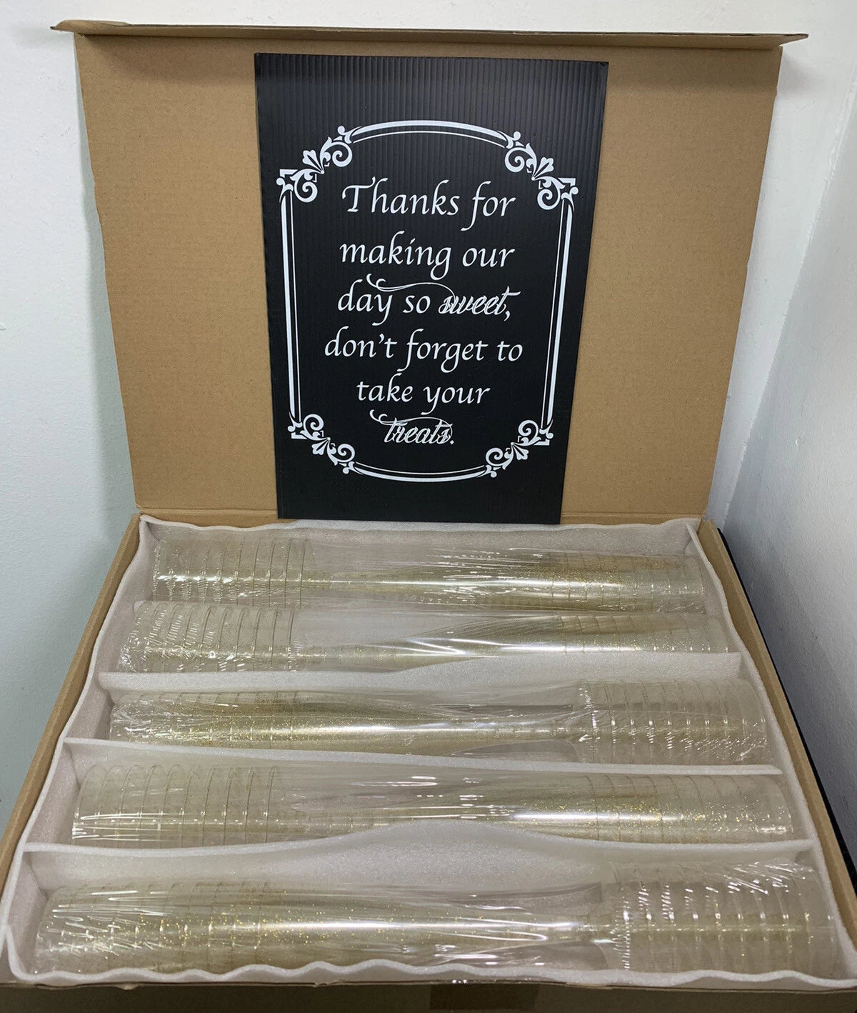 Set Of 50 Disposable Gold Glitter Champagne Flutes, 5oz (130ml) SEALED! FAST! | eBay