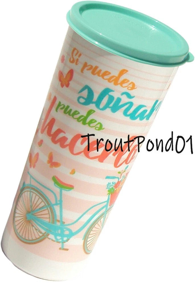 Tupperware Tumblers 16 Ounce Set of 4 Bike Bicycle Design Lids Airtight Seals | eBay