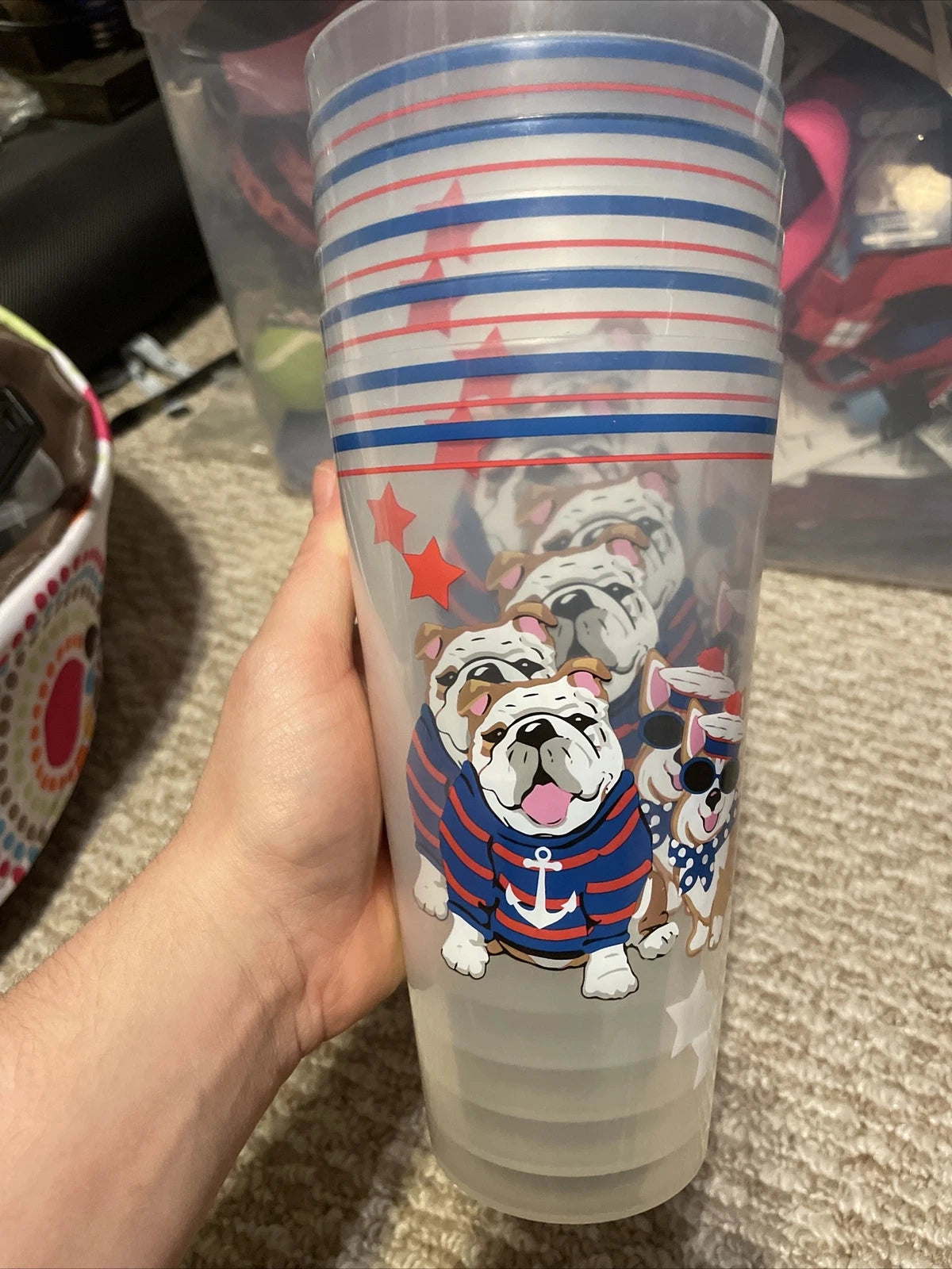 Nautical Bulldog Corgi Dog Set 6 Beach & Pool Party Outdoor Tumbler Cups New | eBay